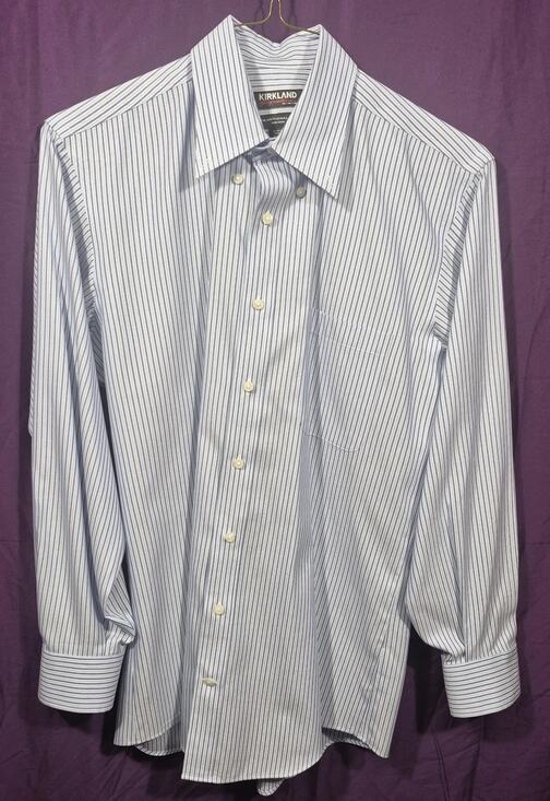 Kirkland Signature Other - Kirkland Signature Mens Blue Striped Traditional Fit Non-Iron Dress Shirt 15 32